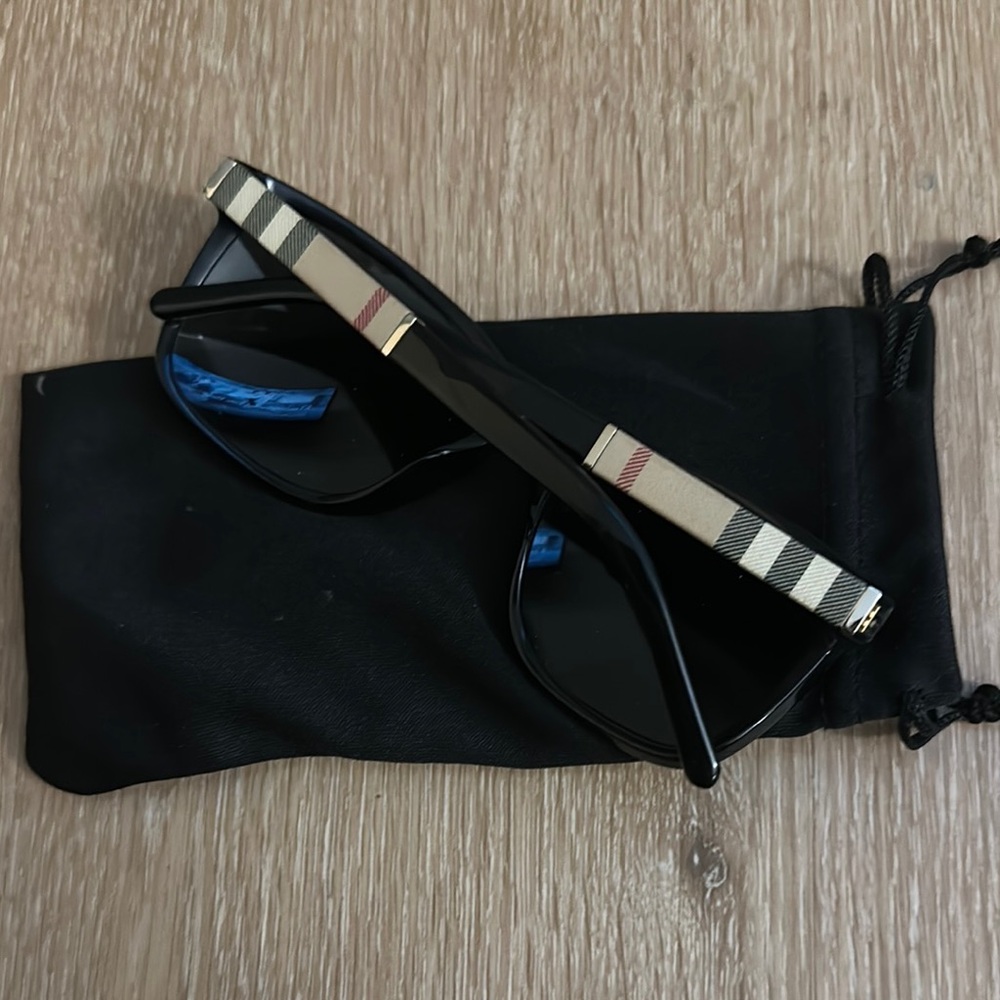 Burberry Black Sunglasses with Beige Checkered Detail
